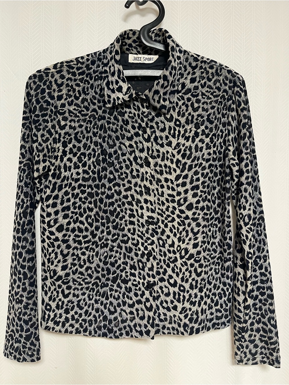 VTG 90s Jazz Sport Leopard Burnout Mesh Top S
